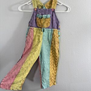 Sacred Threads Kids Baby Girl Small Multi Patchwork Overalls Prairie Cottagecore